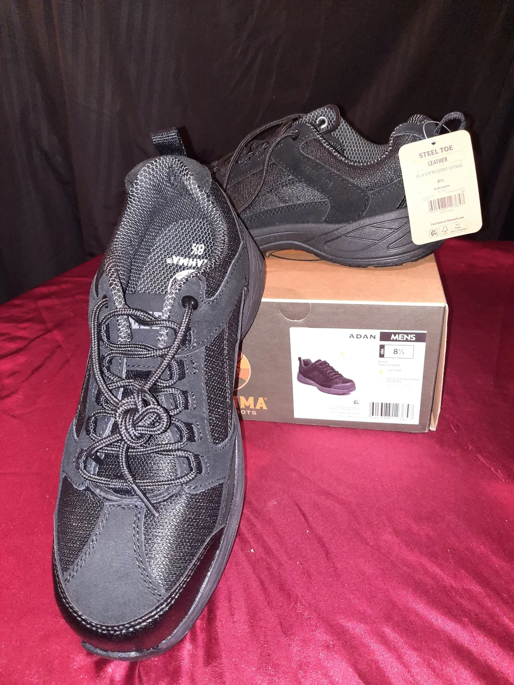 Brahma Black Steel-Toe Work Shoes Size 8.5